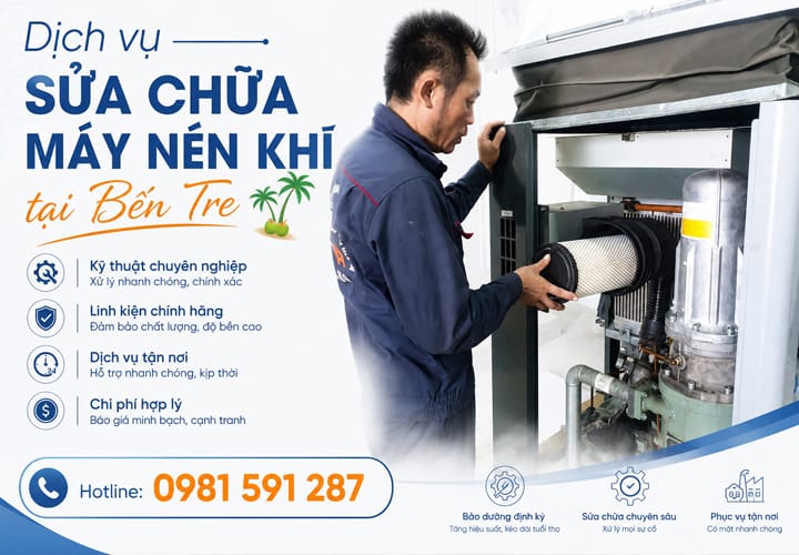 Dịch vụ sửa chữa máy nén khí tại Bến Tre