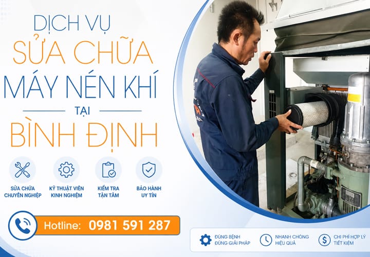Dịch vụ sửa chữa máy nén khí tại Bình Định