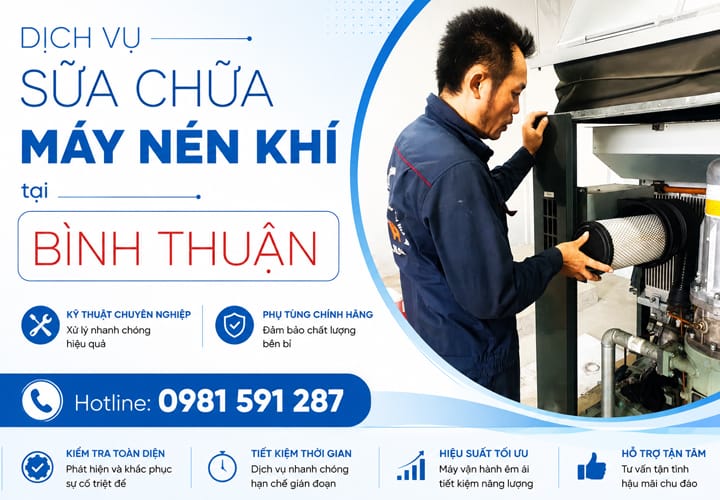 Dịch vụ sửa chữa máy nén khí tại Bình Thuận