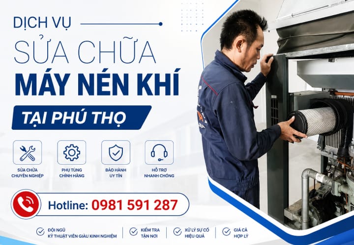 Dịch vụ sửa chữa máy nén khí tại Phú Thọ